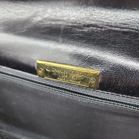Charles Jourdan Vintage Black Leather Purse Clutch - Picture 7 of 10